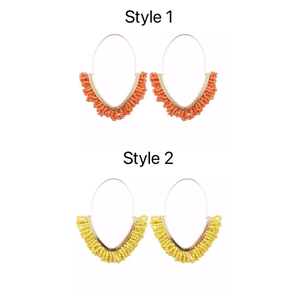 Bohemian Handmade Hoop Bead Dangle Earrings
